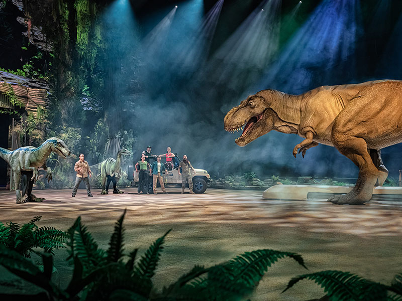 A Tyrannosaurus rex stomps over to a group of park employees and friendly dinosaurs in Jurassic World. What will happen next? Only time will tell. Blue Ridge’s own Aaron Thistle is a motorcycle performer in the live entertainment show, Jurassic World Live Tour.