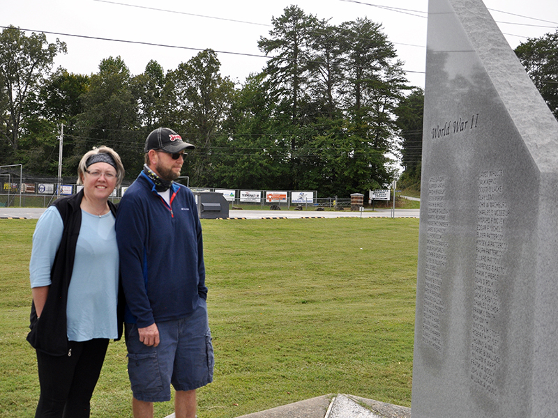 Karen and Edward Ayers were among the many jeepers to travel to Fannin County Veterans Park and Museum for the Jasper, Georgia, chapter of the Sons of the American Legion Second Annual Freedom Wheels Jeep Ride. The couple is shown checking out the World War II monument in the park.