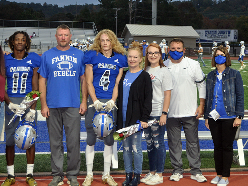 Fannin County held their senior night for senior football players, band members, cheerleaders, sports medicine and cross county, before the Rebels football game against Gordon Central Friday, October 9. Shown are, from left, father, Chris Hyde, senior, Cohutta Hyde, mother, Kristi and sister, Rheagan Larson.