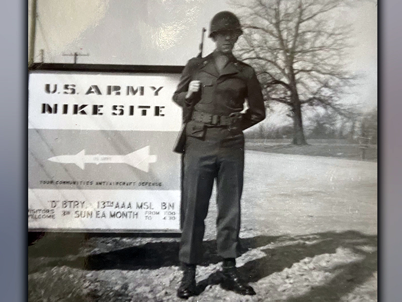 Army Veteran Nick Wimberley served his country as a mission launch panel operator near Chicago for three years during the Cold War. He is shown at a U.S. Army Nike sight in the 1950s.
