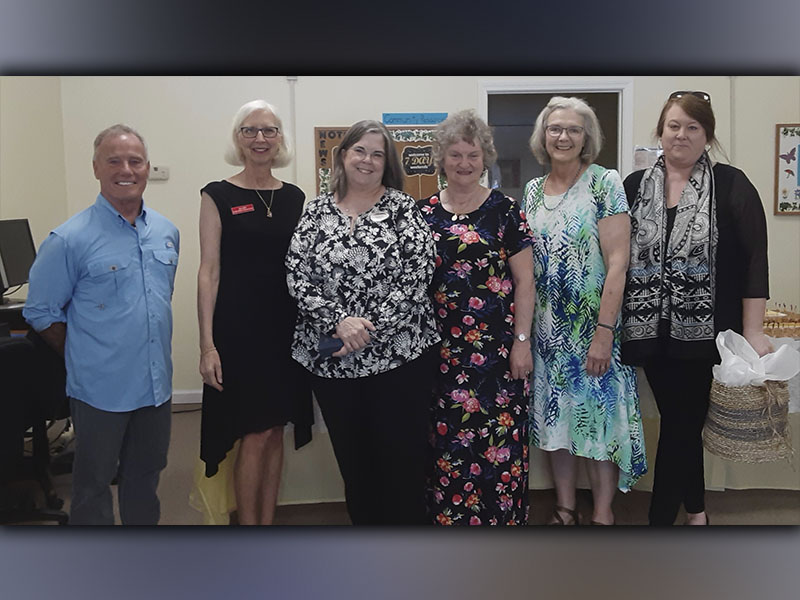 Fannin Literacy Action Group (FLAG) board members celebrated with Donna Earl during her retirement reception Wednesday, June 9. Shown during the reception are, from left, Bill Hammond, Jill Key, Earl, Beverly Whitmer, Carol Crawford and Shelby Ward. 