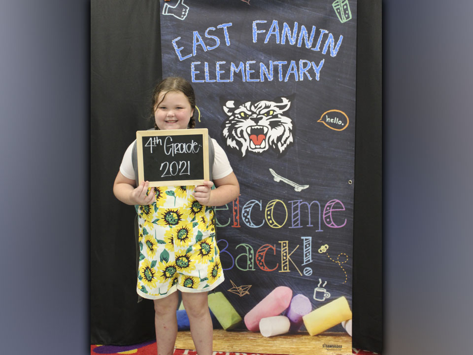 East Fannin Elementary School student Kimzey Peardon is already blossoming as she starts fourth grade.