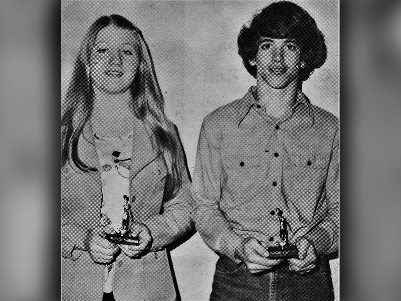 Patty Callihan is shown with Jeff Turner, 1975 Region 8A West All Tournament selections.