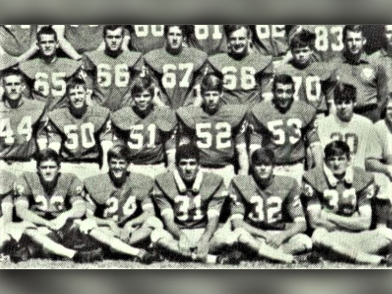 Chuck Jabaley played on the 1969 Baylor College Prepatory School football team. He is shown above in the middle of the front row.