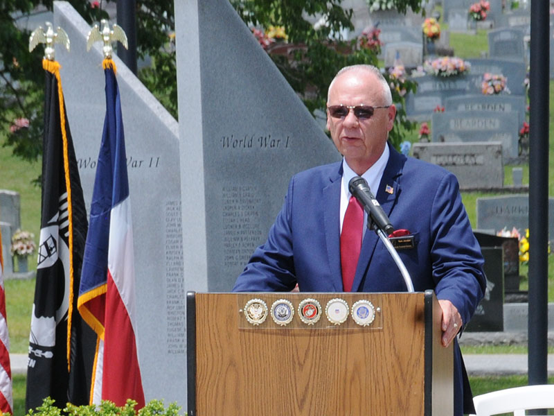 The Rev. Dr. Tom Jordan was the featured speaker for the Memorial Day ceremony Monday, May 30, at Veterans Memorial Park .