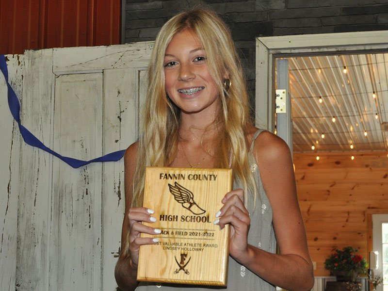 Lindsey Holloway received the Most Valuable Female Athlete award as a freshman. 