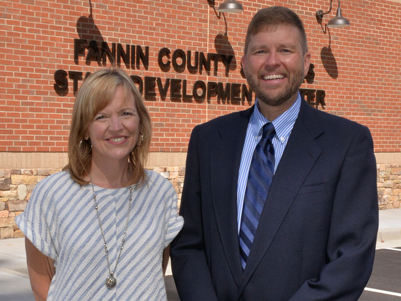 Shannon Miller has been chosen to become the next superintendent of Fannin County schools. She is shown with current Superintendent Dr. Michael Gwatney.