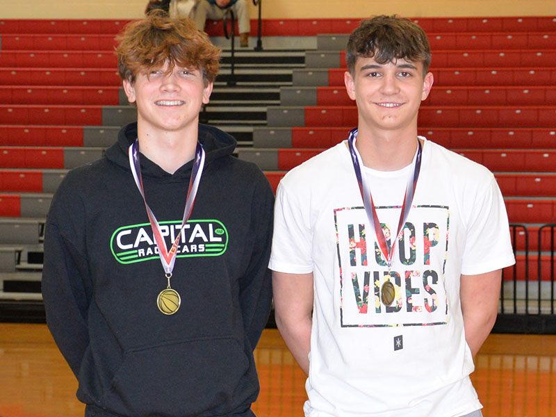 Riley Angel, left, and Justus Hamby, right, were the Cougars named to the All-District Tournament team. 