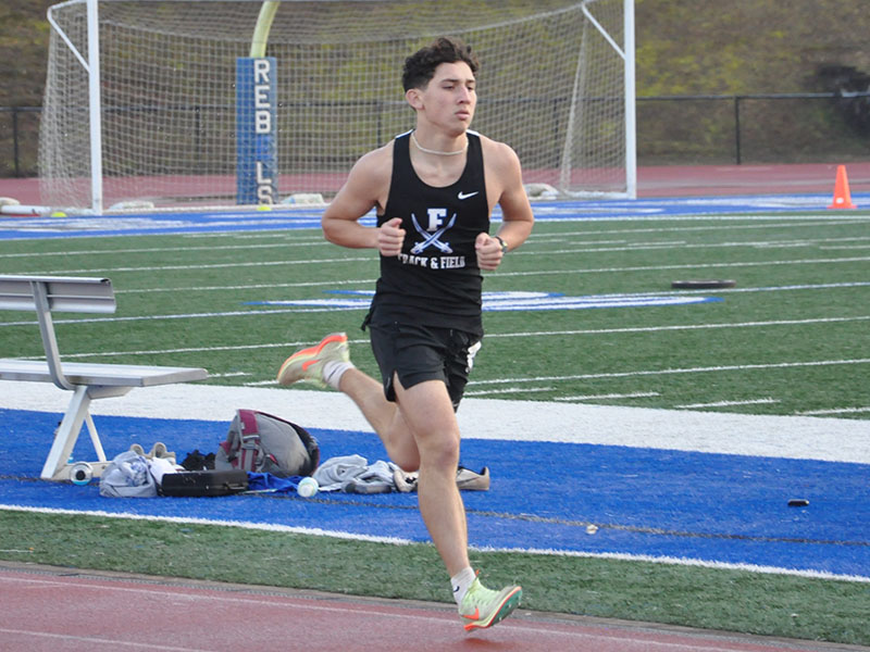 Zechariah Prater paces himself in a recent 3200 meter run for the Fannin County Track and Field Team. 