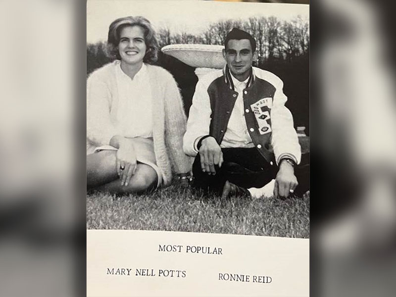 Voted most popular boy and girl for West Fannins 1965 Graduating class are left, Mary Nell Potts and Ronnie Reid.