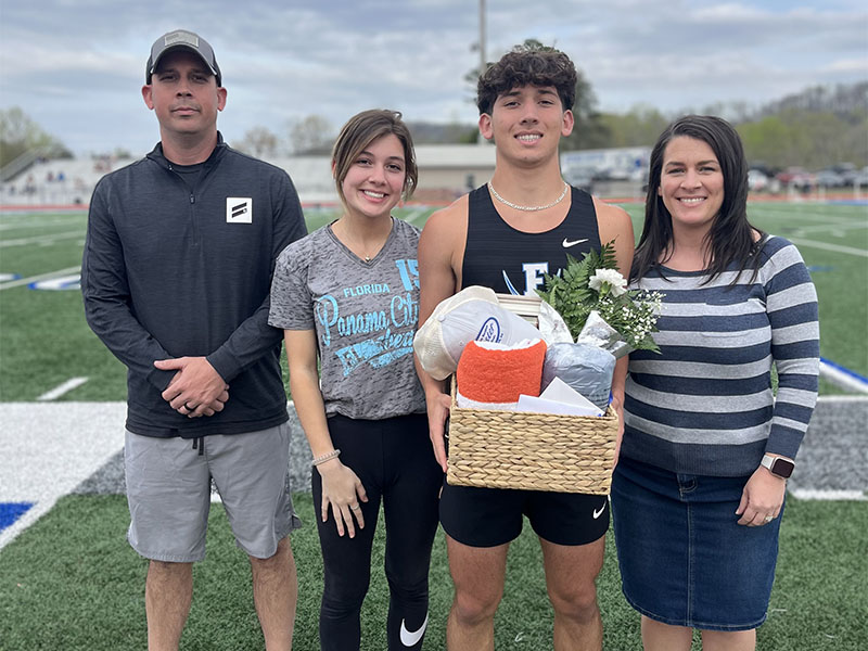 Zechariah Prater’s family joined in the celebration when the senior Track and Field athlete was honored at Fannin County High School.