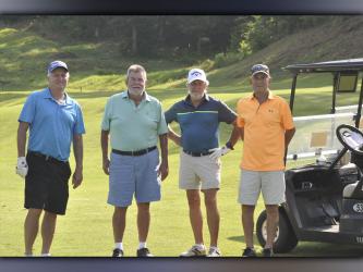 Golfers hit the course to support the Fannin County High School Football team at Old Toccoa Farms Tuesday, July 27. Golfers shown are, from left, Steve Taylor, Butch Bell, Bob Burns and  Ken Owen.