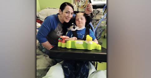 Laura Thorton and Joshua smile for a photo while in the hospital. Joshua Thorton recently spent 75 days in the hospital after undergoing a tracheotomy.