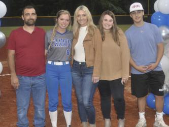 The Fannin County Lady Rebel softball team honored their seniors on their last home game of the season Tuesday, October 5. Shown during the ceremony are, from left, Thomas Foster, father; senior, Jaylen Green; Lisa Foster, mother; Tessa Foster, sister; and Gage Foster, brother.