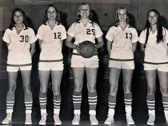 Patty Callihan, third from left, is shown with her West Fannin teammates, from left, Shirley Buchanan, Pat Chancey, Becky Zachary and Eva Jean Welch.