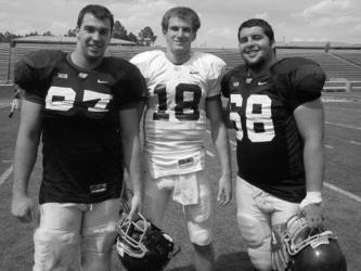 Bryant Meeks, left, is shown with his teammates at Georgia Southern University in Statesboro, Georgia. 