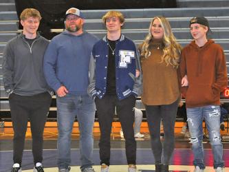 Blake Summers was honored as the lone senior on this year’s Fannin County High School wrestling team. Shown, from left, are Gabe Summers, Trent Summers, Summers, Whitney Summers and Reid Summers.