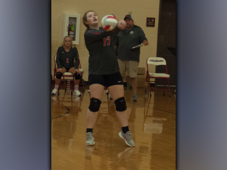 Lady Cougar Raegan Higdon keeps a volley alive in recent action for Copper Basin.