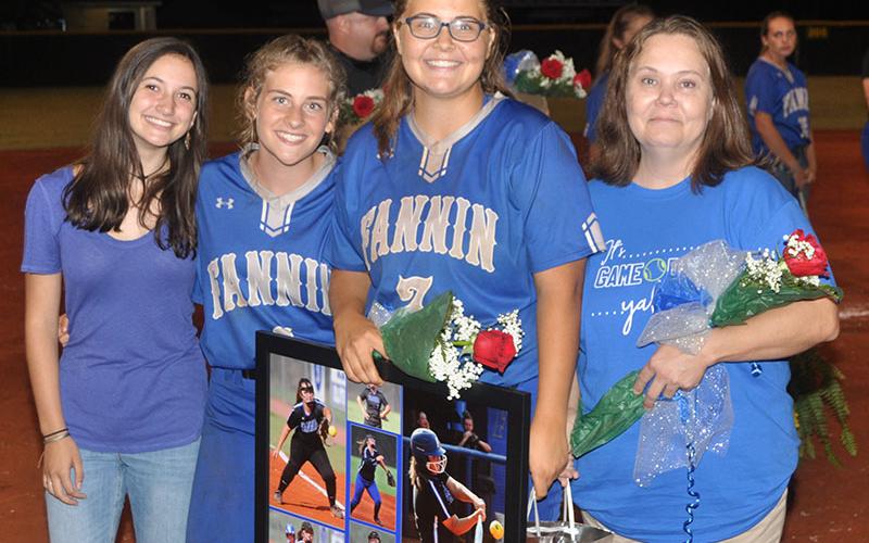 Senior Lady Rebel Madison Mitchum was one of five Lady Rebels to be honored on senior night Thursday, September 26. Shown are, from left, Isabella Tocci, friend; Teagan Cioffi, friend; Mitchum; and Tonya Batchelor, mother. Not pictured: David Batchelor, father.