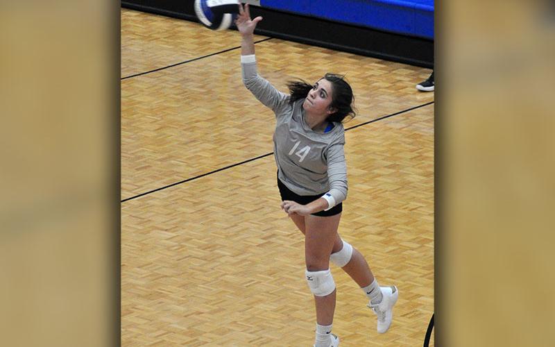 Fannin County Lady Rebel Madison Bowers serves the ball in recent action.