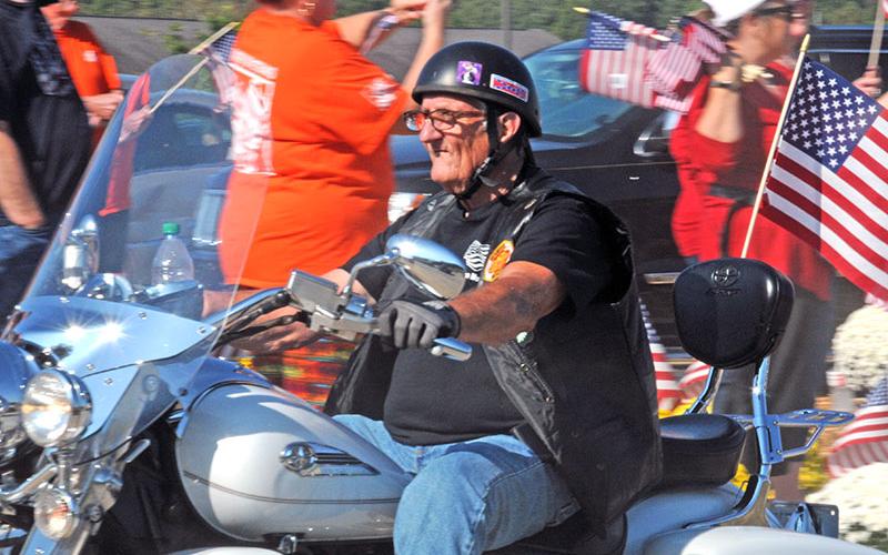 This American Legion Rider was one of the 153 motorcyclists who escorted The Vietnam Traveling Memorial Wall from Jasper to Blue Ridge Thursday morning.