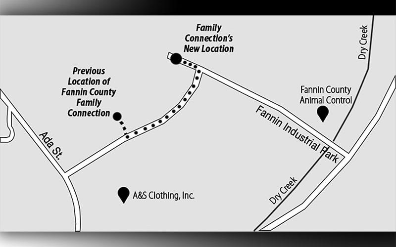 Above is a map showing where the new Fannin County Family Connection facility is compared to the old location and to Fannin County Animal Control, off Industrial Road in Blue Ridge.