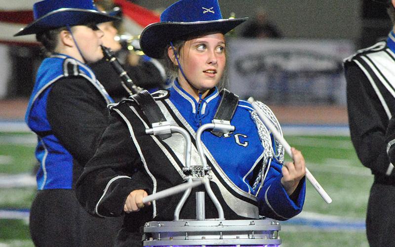 Fannin County High School Marching Band member Riley Lindstrom performs in the band’s show titled, “Tribute to the American Spirit.” The band was recently named Grand Champion at the Lake Lanier Tournament of Bands at Chestatee High School Saturday, October 8 while performing the show.