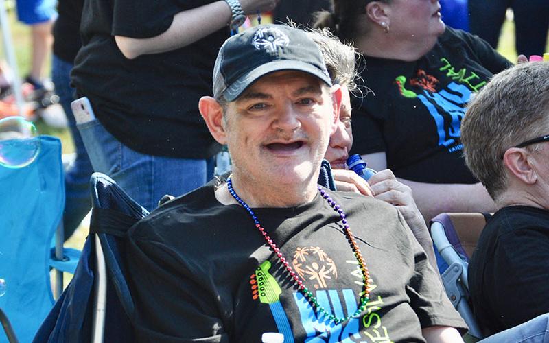 Athlete Dewayne Abercrombie soaked up the sun while Gopher Broke played at the 2019 Fannin County Special Olympics Music Festival Friday, September 27.