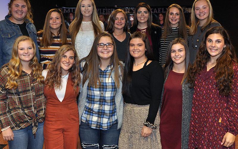 The Fannin County Lady Rebels softball team was honored at thier end of season banquet Monday, November 18. Varsity players shown after the ceremony are, from, left, front, Riley Davis, Teagan Cioffi, Madison Mitchum, Eryn Mealer, Kaelyn Hensley, Emily Waldrep; and back, Katilyn Green, Chelsey Frye, Kayleigh Russell, Zoe Putnam, Josilynn Newton, Kinley Long and Emma Mitchell. Not pictured: Payton Bearden, Jaylin Ray and Jaylen Green.