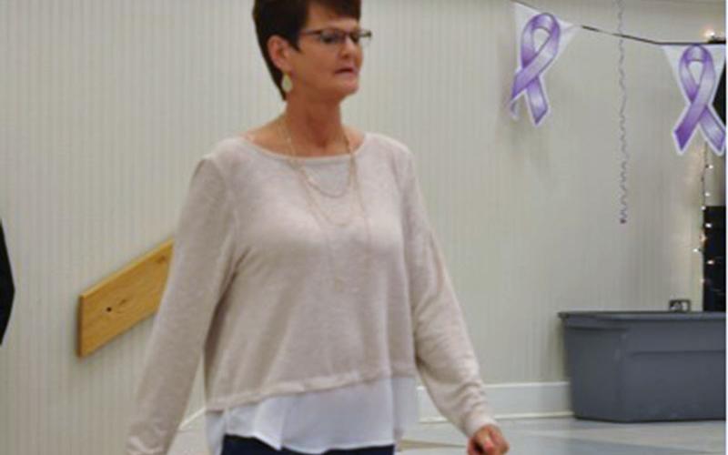 Fannin County cancer survivors will be walking the runway in the 3rd Annual Survivors in Fashion fashion show fundraiser for the American Cancer Society’s Relay for Life program, November 16. Shown walking the runway in last year’s event is Gail Smith.