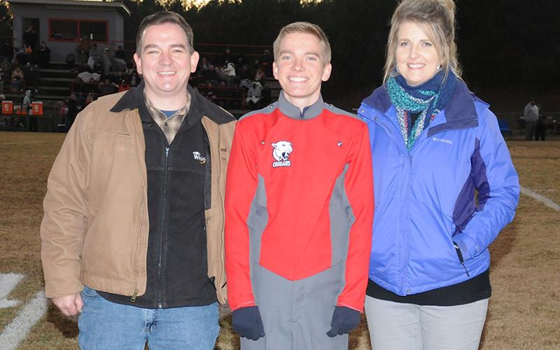 Senior Drum Major Levi Deal was honored at Copper Basin’s senior night Friday, November 1. Deal is shown with his parents Matthew and Cindy Deal.