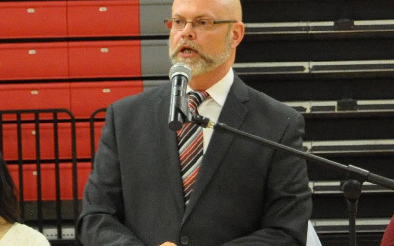 Dennis Baker read President Donald J. Trump’s proclamation during Copper Basin High School’s Veterans Day assembly.