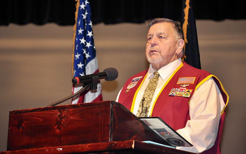 Fannin County High School Veterans Recognition Program’s keynote speaker, Air Force Captain William A. Robinson, spoke about his eight years as a prisoner of war during the Vietnam War.