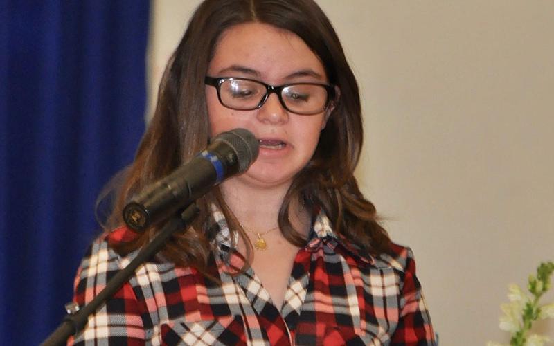 Fannin County Middle School eighth grade student Emma Pittman welcomed those who attended the school’s Veterans Day Ceremony.