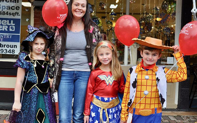 Blue Ridge locals and visitors traveled to downtown Blue Ridge to trick-or-treat for Halloween. Shown are, from left, Bailey Wilgas, Jewel Glass, Hailey Green and Bryan Wilgas.