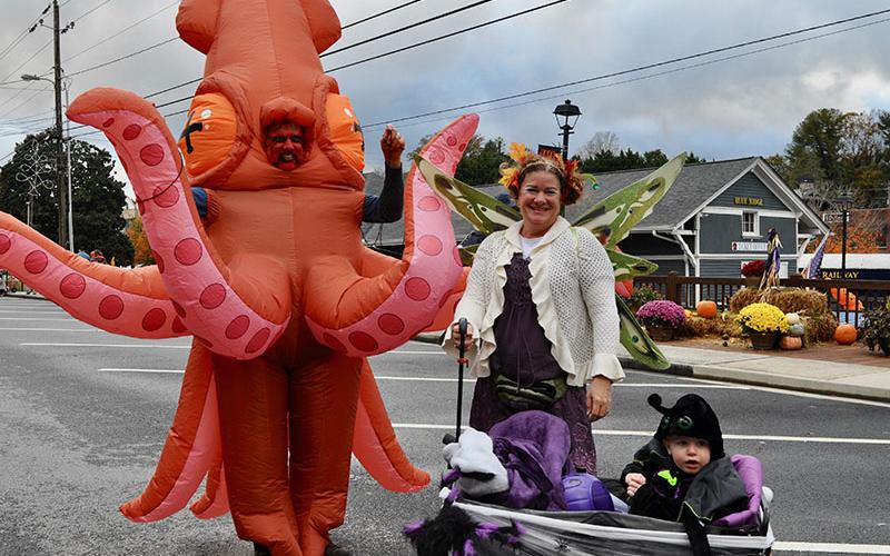 Families creatively dressed up for the Blue Ridge Safe Zone Thursday, October 31. Shown are, from left, Rick, Vicki and Ryder.