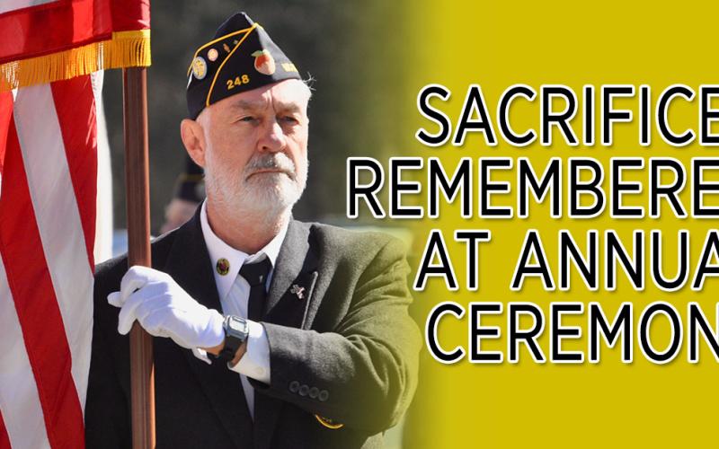 North Georgia Honor Guard member Steve Strickland posted the American Flag during a Veterans Day memorial service in Blue Ridge Saturday, November 9.