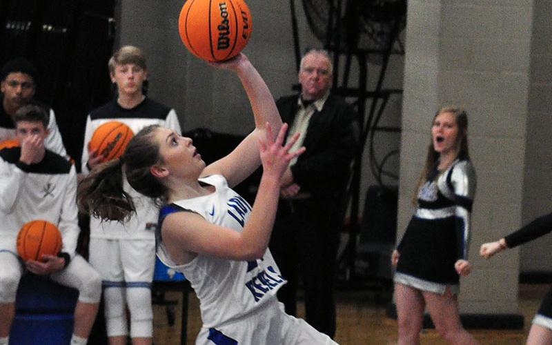 Lady Rebel Abby Ledford goes up for a layup during Fannin County’s win over East Hall Tuesday, December 17.