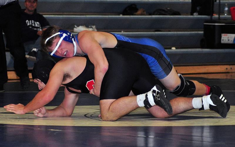 Fannin Rebel Thomas Mercer works his opponent in recent action for the Fannin County Rebels wrestling team.