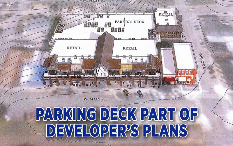 This is the architect’s rendering of the proposed parking deck and adjoining spaces presented to the Fannin County commissioners.