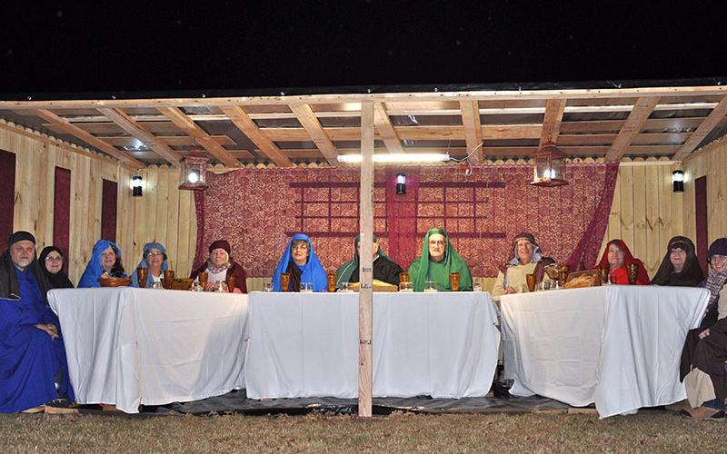 One of the scenes in Mt. Moriah Baptist Church’s Live Drive Through Nativity is that of the Last Supper. Thirteen church members volunteered to recreate the famous scene.