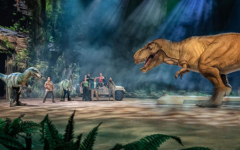 A Tyrannosaurus rex stomps over to a group of park employees and friendly dinosaurs in Jurassic World. What will happen next? Only time will tell. Blue Ridge’s own Aaron Thistle is a motorcycle performer in the live entertainment show, Jurassic World Live Tour.