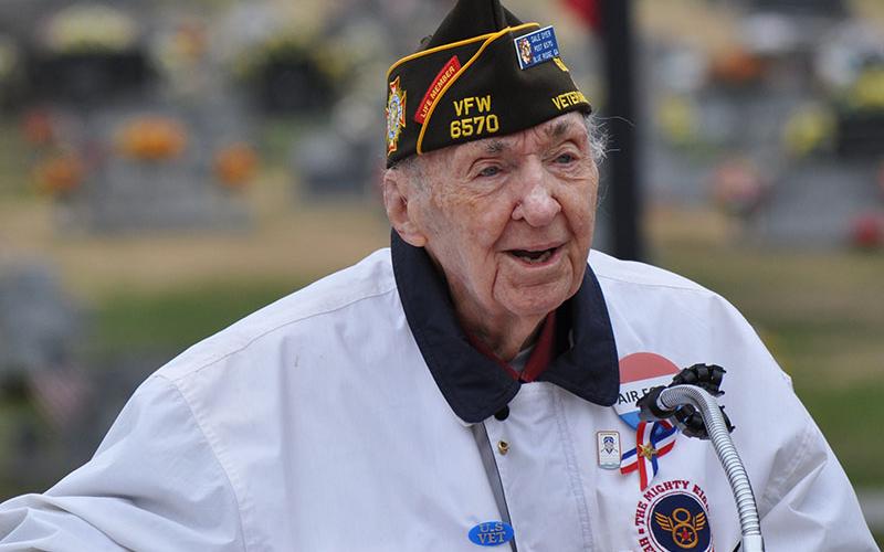 Fannin County historian Dale Dyer has spoken at many veterans ceremonies and other events in and around the region. Here, he spoke to honor Pearl Harbor Day last year.
