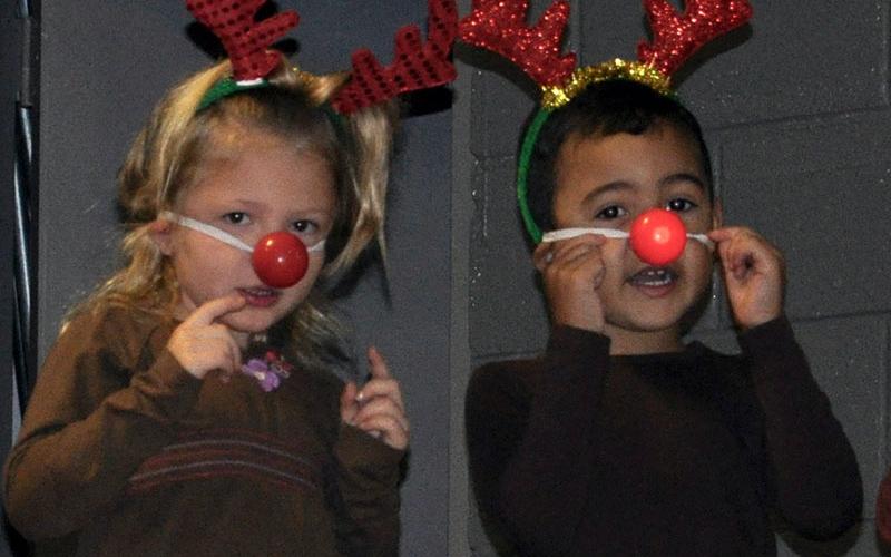 Little reindeer Abby Deal and Jaxon Worthy perform “Rudolph the Red Nosed Reindeer” during Copper Basin Elementary School’s White Christmas program Thursday, December 19.