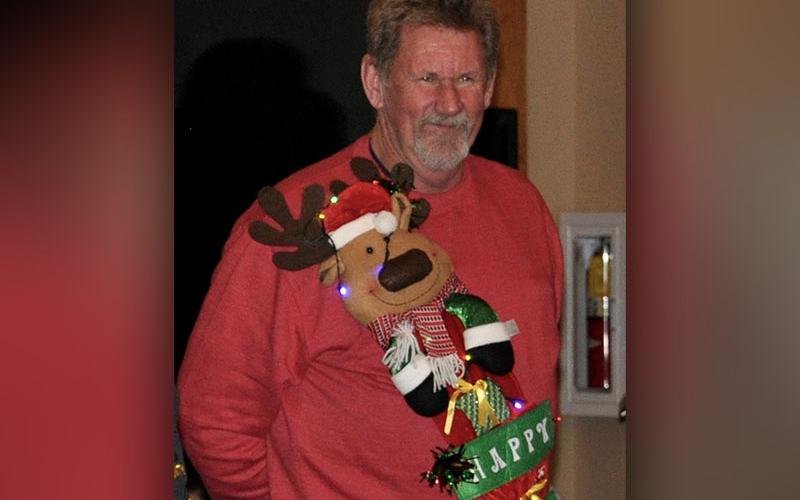Aaron Allen was chosen by guests for wearing the “Ugliest” Christmas sweater.