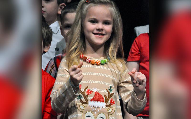 West Fannin Elementary School student Emma Hughes performed during the school’s White Christmas program Thursday, December 20.