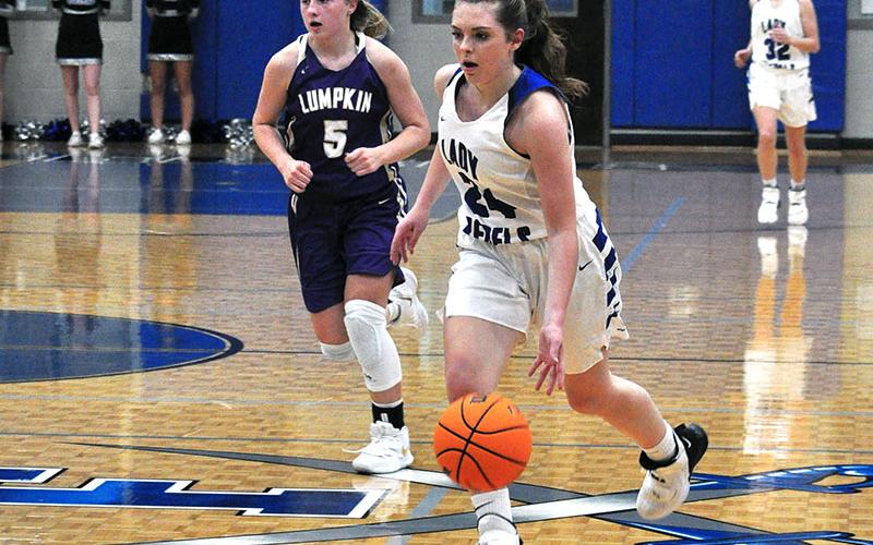 Lady Rebel Abby Ledford gets by a defender in recent action for the Lady Rebels.