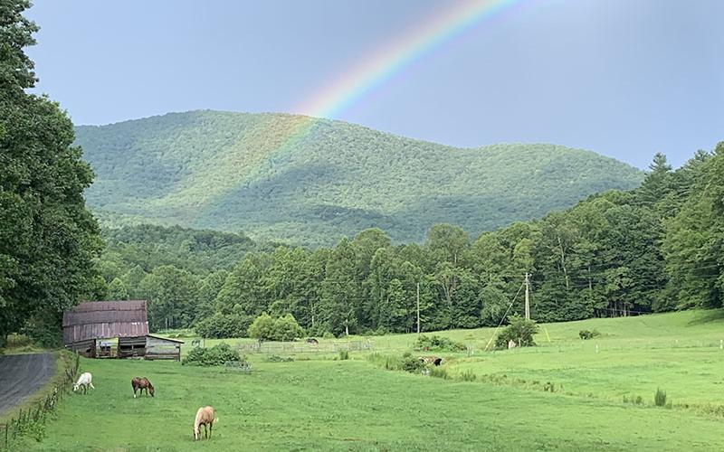 Part-time resident Paul Cuchinella shot this picturesque pastoral scene complete with horses, an old barn and a rainbow.