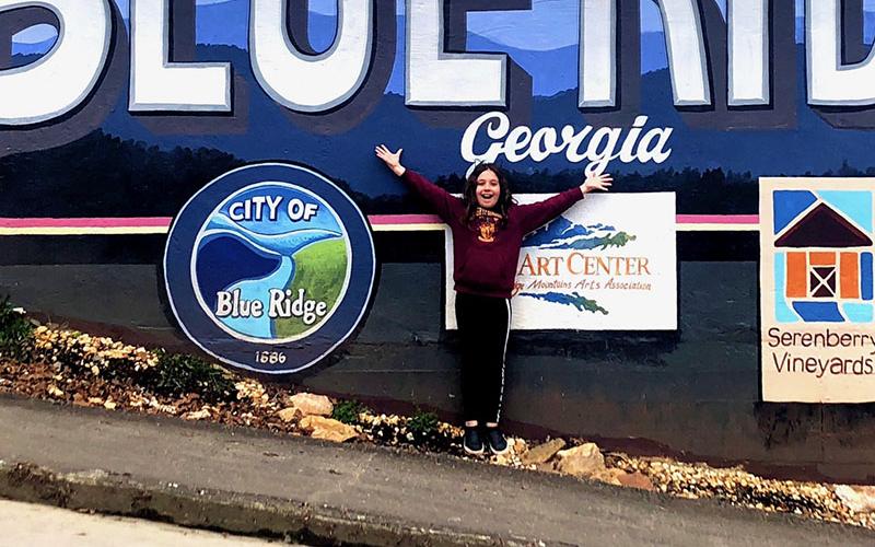 Current fifth grade West Fannin Elementary student, Veronica Oyster, captured an iconic photo of herself in downtown Blue Ridge.