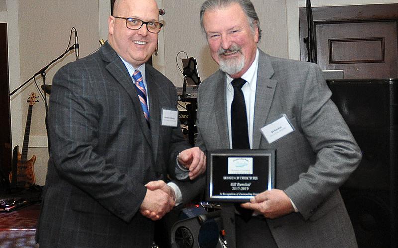 The Fannin County Chamber of Commerce’s retiring members from the 2019 Board of Directors each received a plaque from new Chairman Brandon Holloway to thank them for their service. Shown is Bill Banzhaf receiving his award.